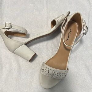 White Block Heel Sandals - White Mountain size 11M